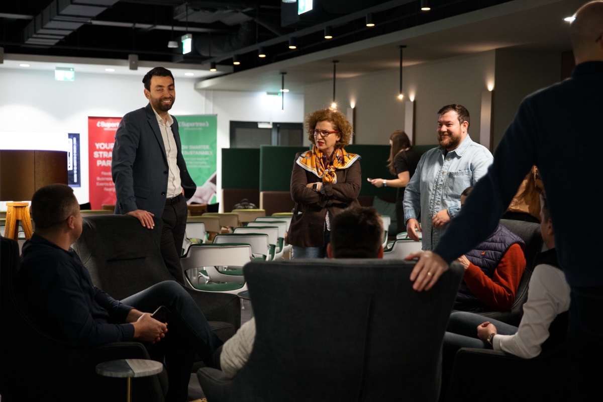 Networking and breakout area at Supertree during an event