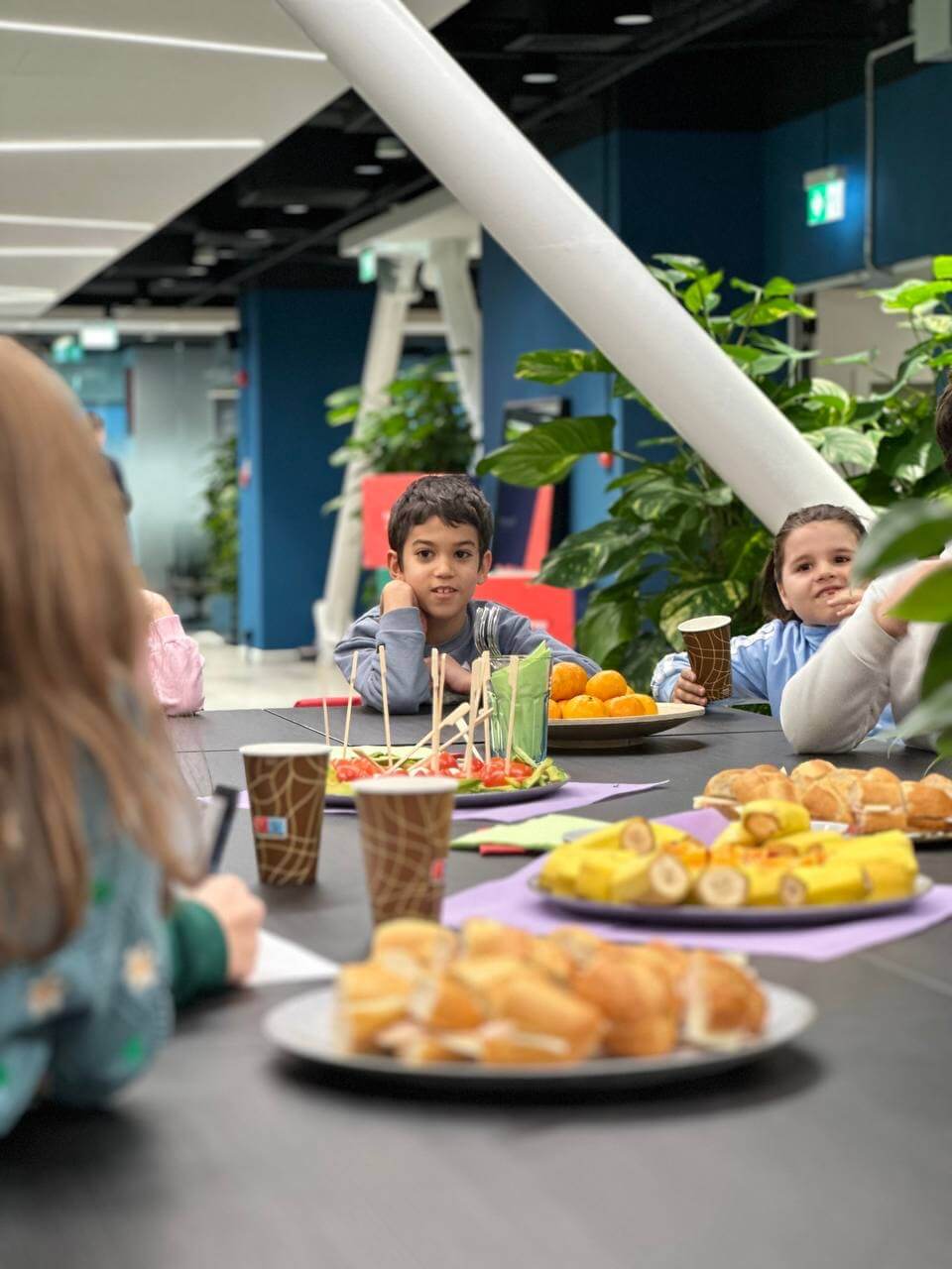 Children at the snack table