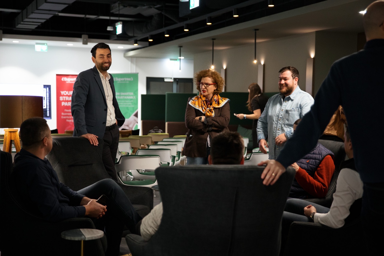 Members and guests in the Supertree lounge and business area