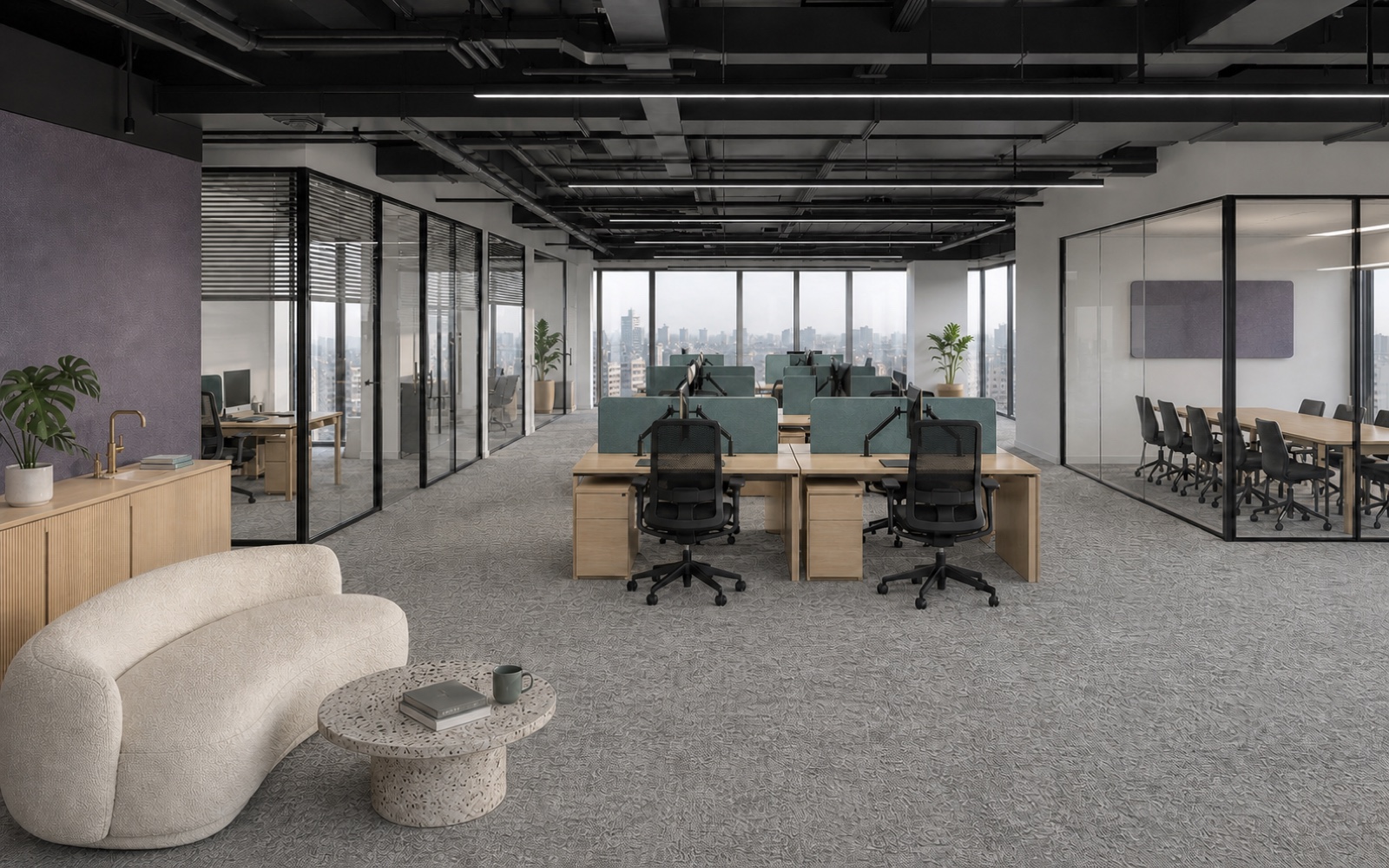 Visualisation of a Managed HQ floor at Supertree configured for around forty people